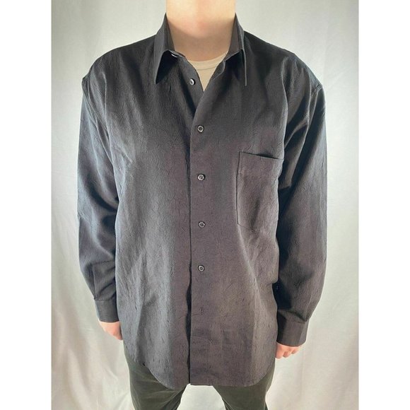 Versace Jeans Couture Black Crinkle Button Up Shir